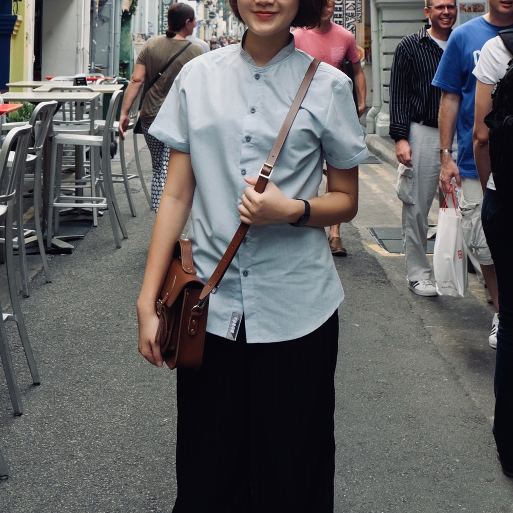 Mandarin collar shirt